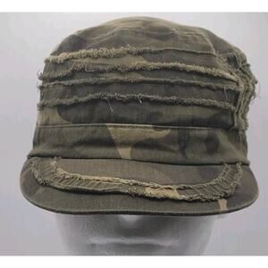 David & Young Army Green Camoflauge Hat OSFM Distressed Cotton Lined Camo